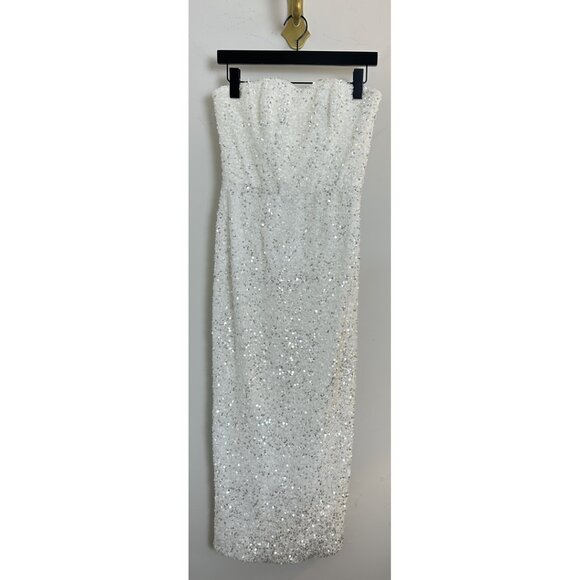 HELSI Leslie Strapless Sequin Column Midi Dress in White Size Medium - Picture 4 of 12
